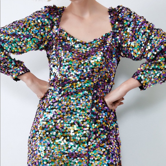 Zara multicolored sequin dress - Picture 3 of 8